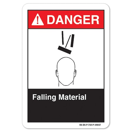 ANSI Danger Sign, Falling Material, 14in X 10in Rigid Plastic